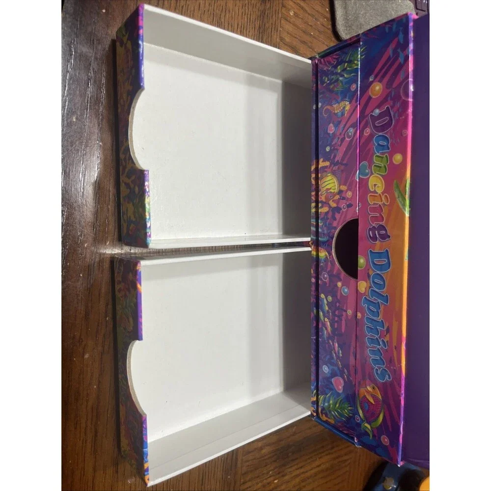 Vintage Lisa Frank Dancing Dolphins Jewelry Stationary Keepsake Box w/Mirror